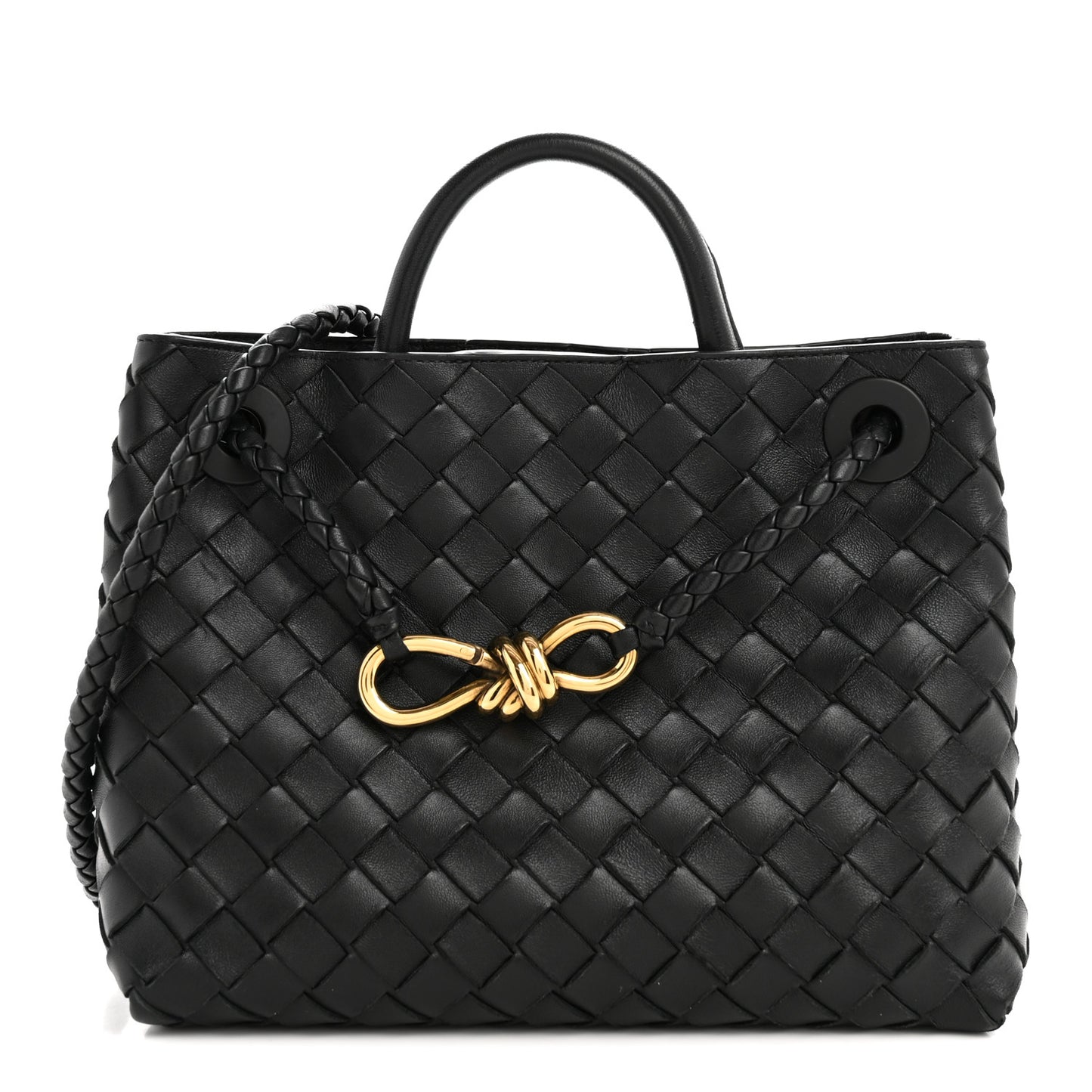 Nappa Intrecciato Small Andiamo Shoulder Bag Black