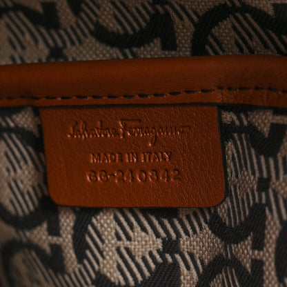 Salvatore Ferragamo Canvas 1927 Signature Tote Navy Brown 6 of 9