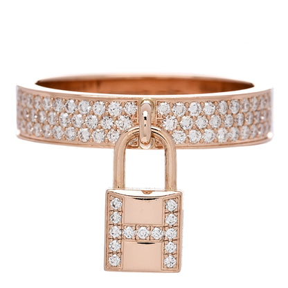 Hermes 18K Rose Gold Diamond MM Kelly Clochette Ring 56 7.5 1 of 6