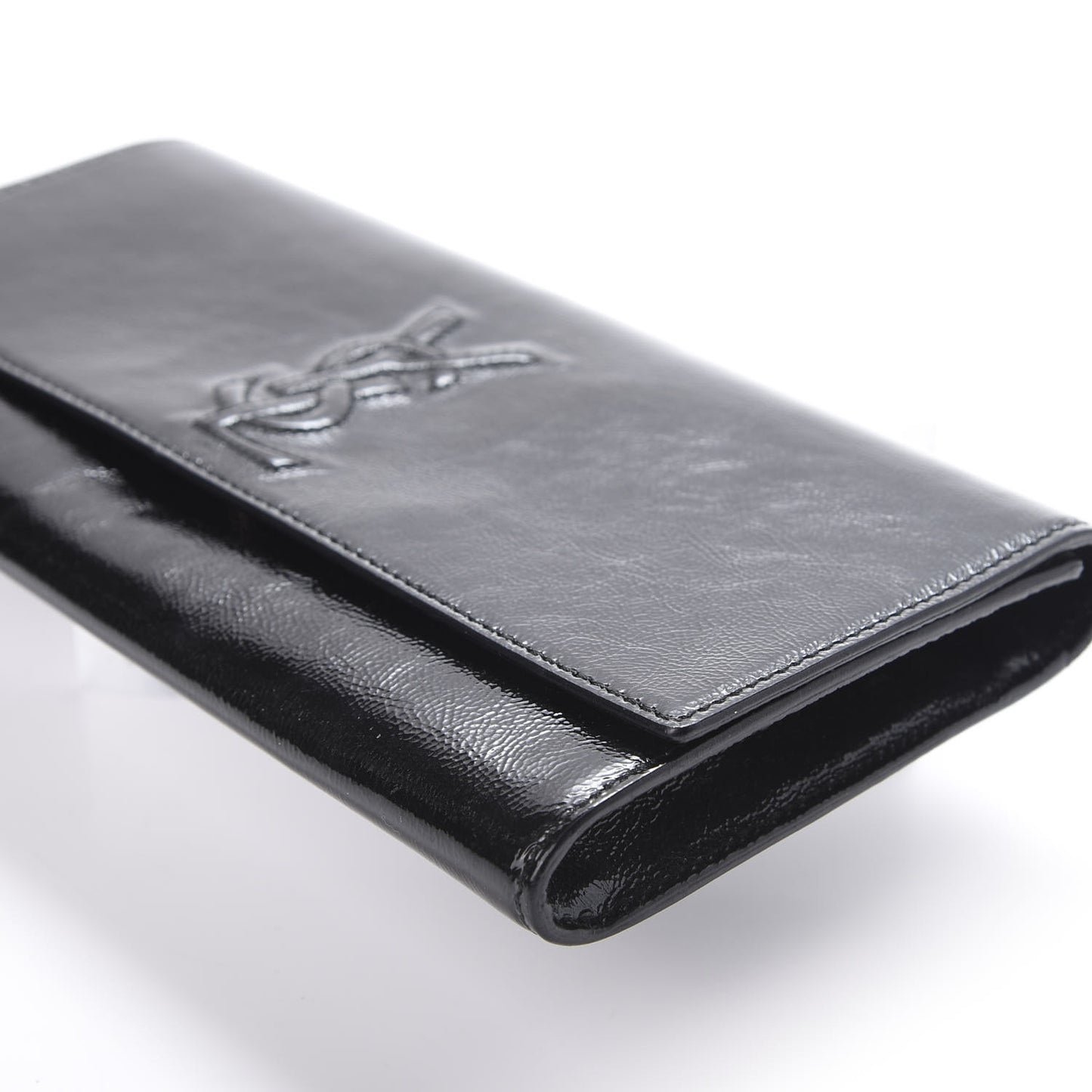 Textured Patent Monogram Small Belle De Jour Clutch Black