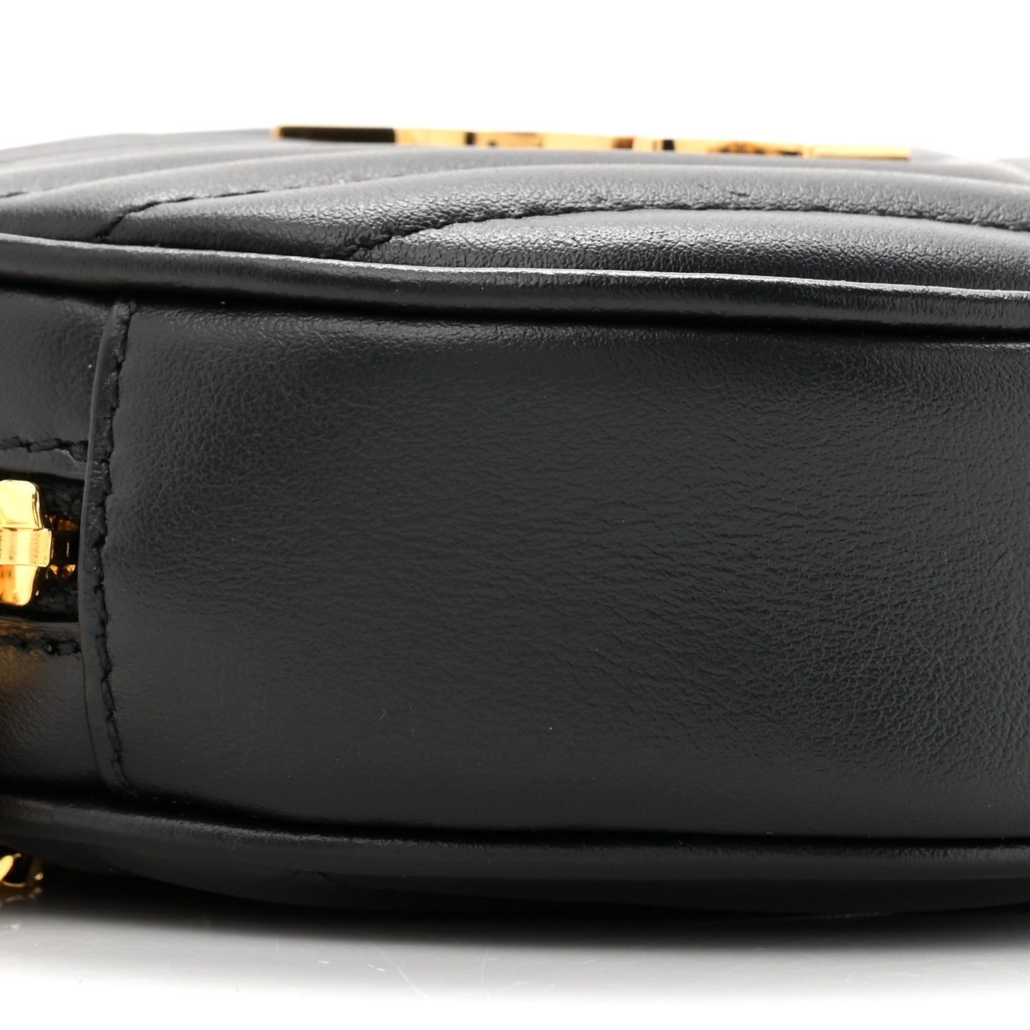 Saint Laurent Calfskin Matelasse Chevron Quilted Baby Round Vinyle Belt Bag Black 10 of 10