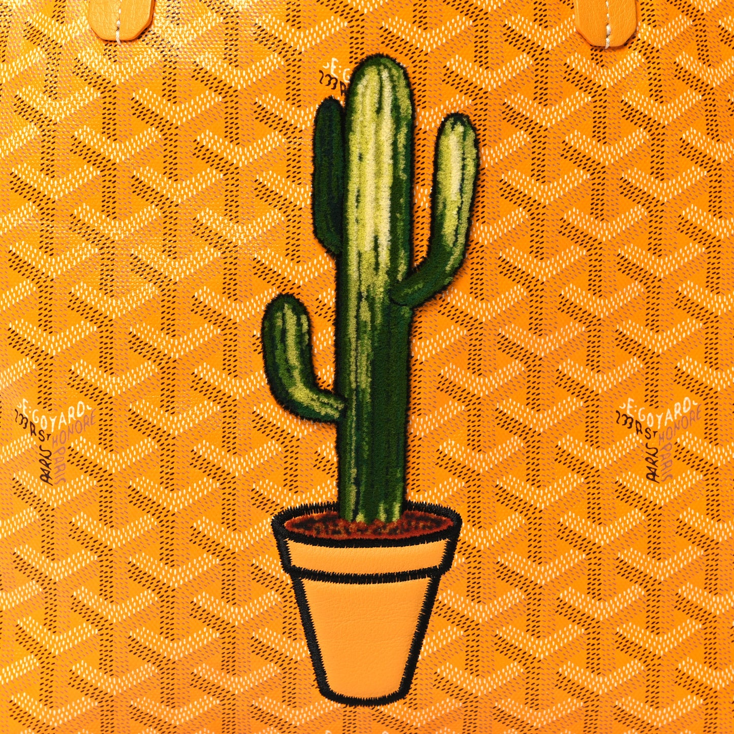 Goyardine Embroidered Cactus Reversible Anjou PM Yellow