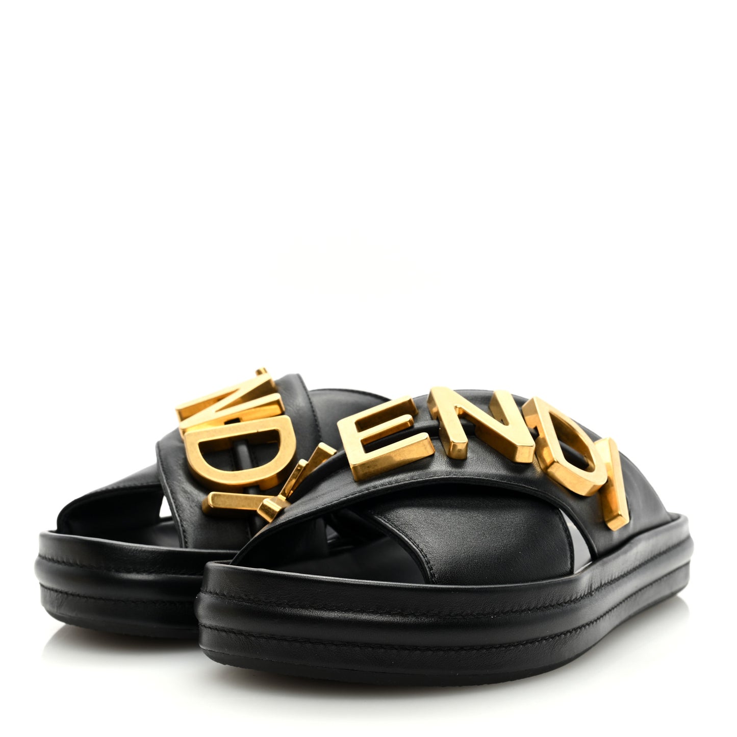 Vitello Womens Fendigraphy Slide Sandals 35 Black
