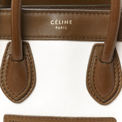 Celine Textured Calfskin Suede Nano Tri-Color Luggage Cream 8 of 11