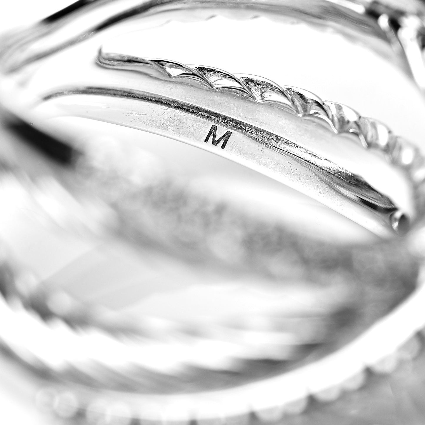 Sterling Silver Diamond X Crossover Cable Ring 52 6