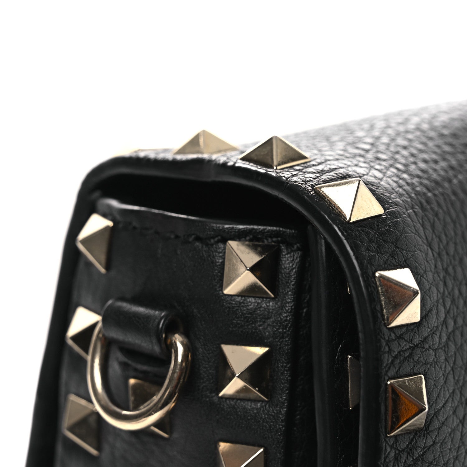 Valentino Garavani Pebbled Calfskin Medium Rockstud Flap Saddle Bag Black 15 of 15