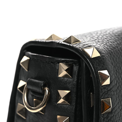 Valentino Garavani Pebbled Calfskin Medium Rockstud Flap Saddle Bag Black 15 of 15