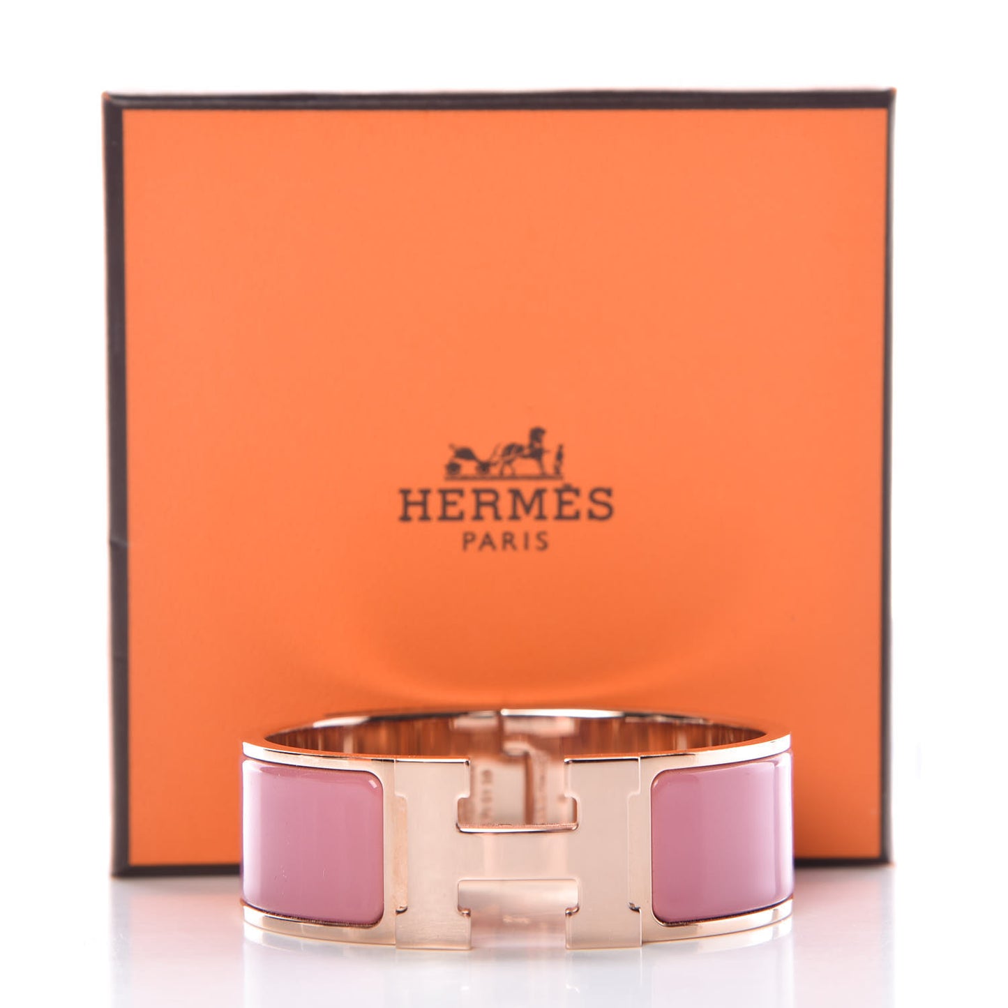 Enamel Wide Clic Clac H Bracelet PM Rose Velours