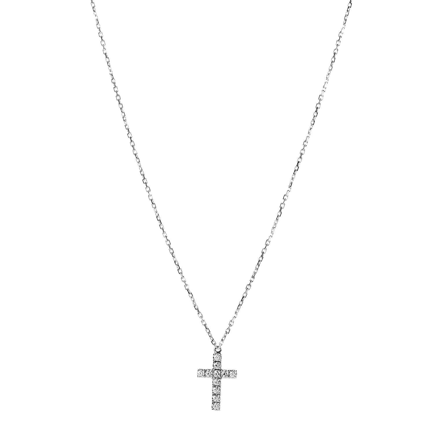 Cartier 18K White Gold Diamond Symbols Cross Pendant Necklace 1 of 4
