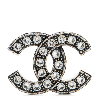 Chanel Crystal Textured CC Brooch Silver 1 of 5