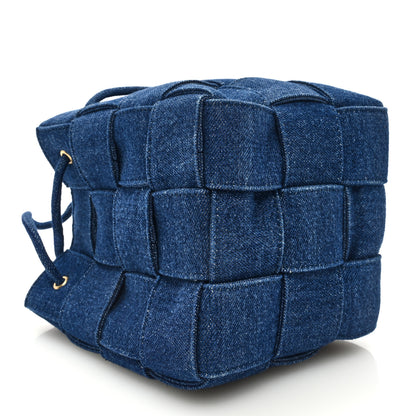 Bottega Veneta Denim Maxi Intrecciato Small Cassette Crossbody Bucket Bag Indigo 4 of 8