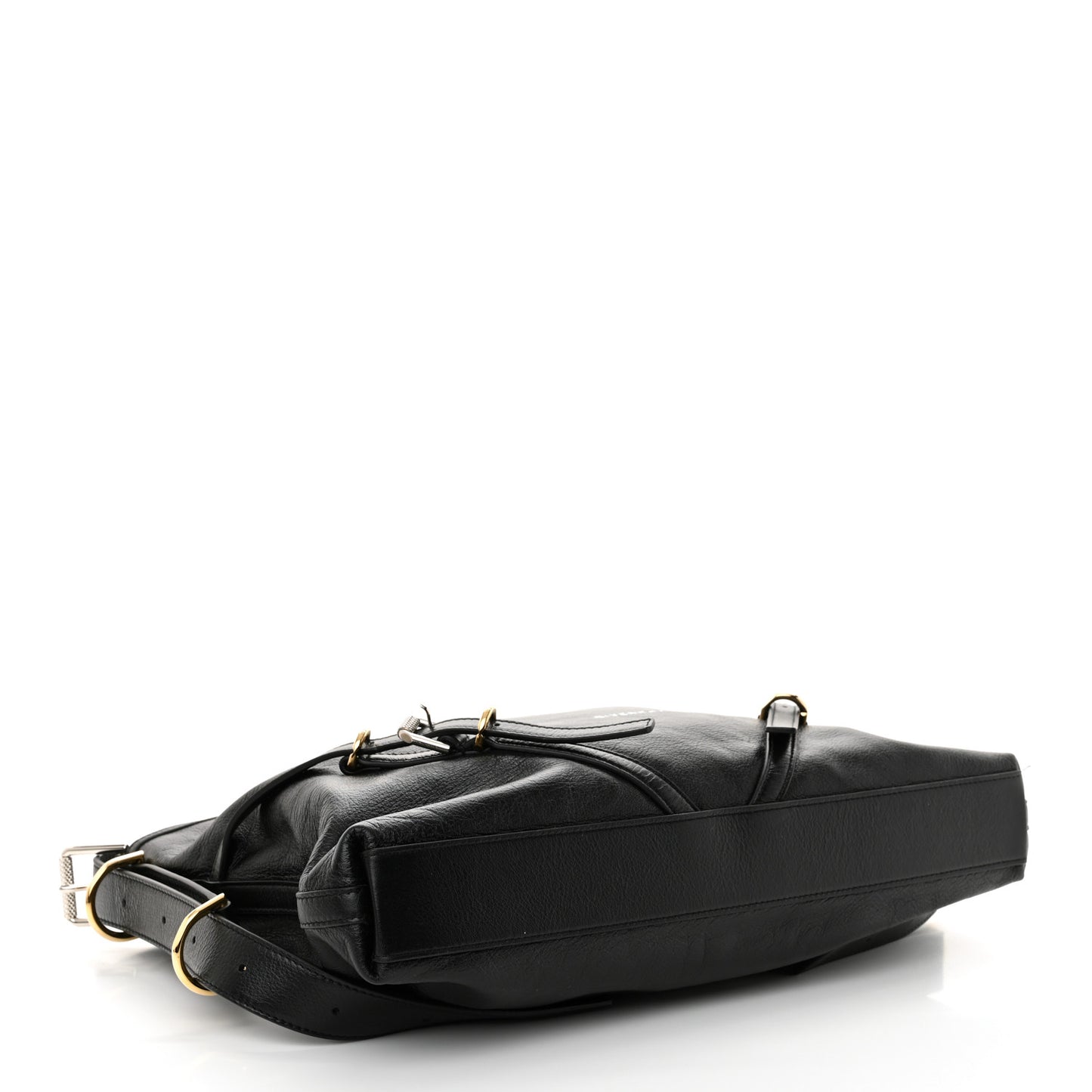 Tumbled Calfskin Corset Medium Voyou Bag Black
