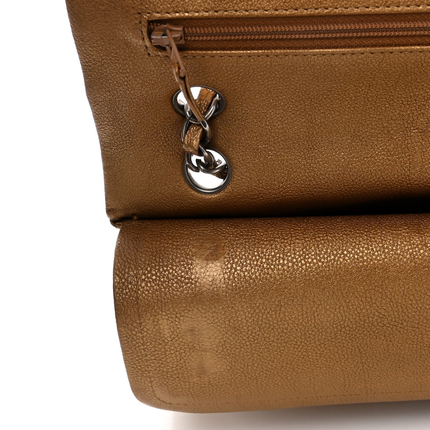 Metallic Caviar Quilted Medium Double Flap Copper