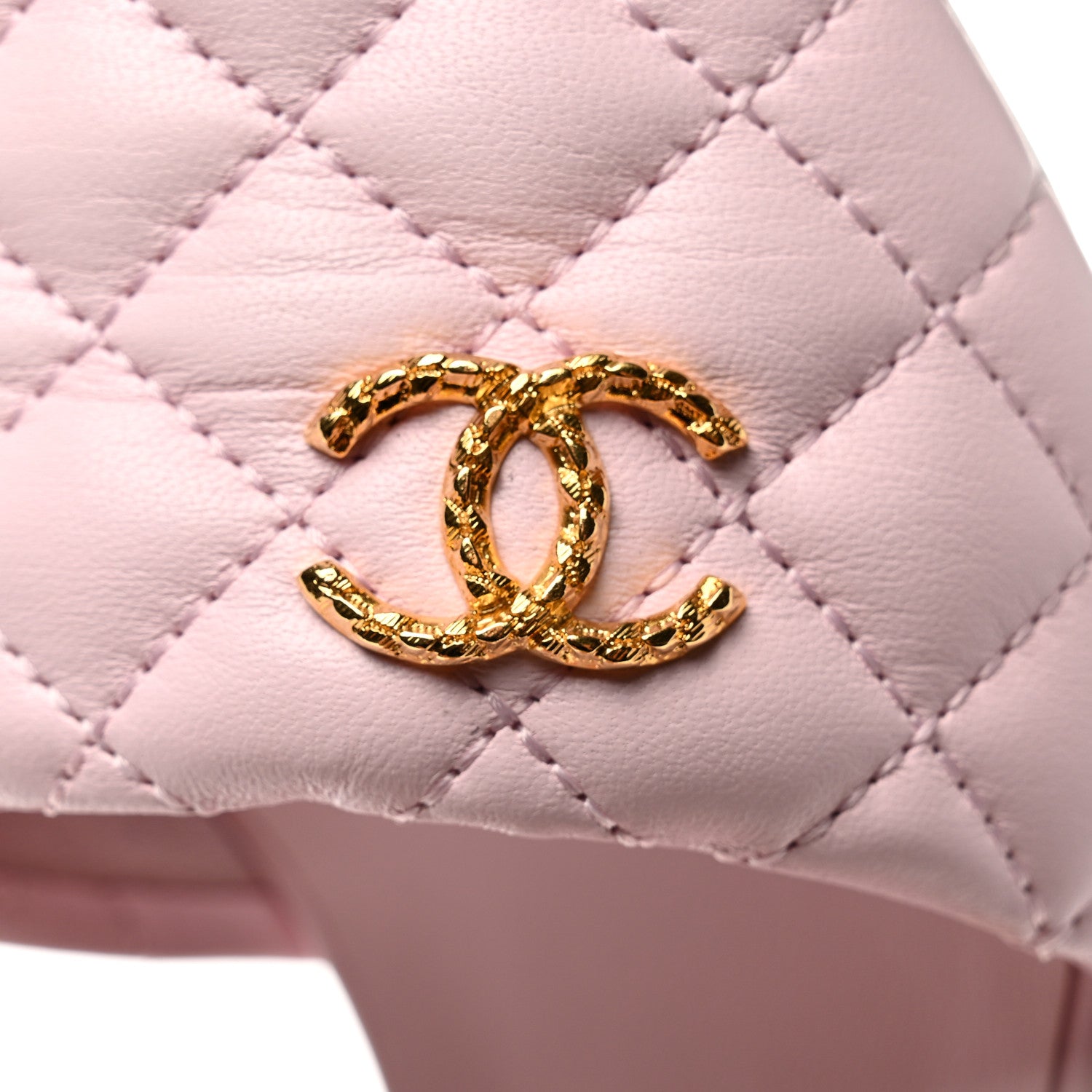 Chanel Lambskin Quilted Textured CC Mules 39.5 Light Pink 5 of 10