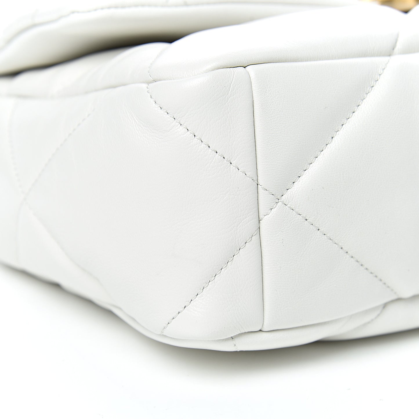 Goatskin Quilted Large 19 Flap White