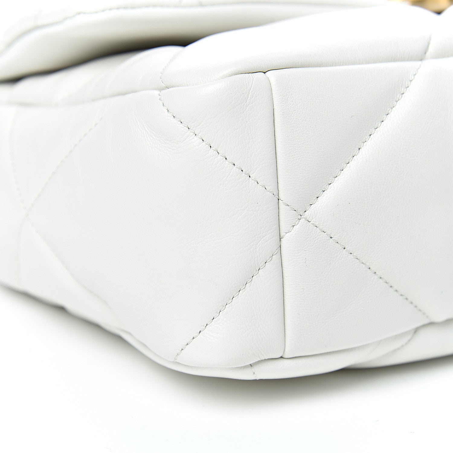 Chanel Goatskin Quilted Large 19 Flap White 9 of 11