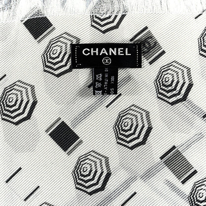 Chanel Silk CC Umbrella Print Scarf Grey 3 of 3