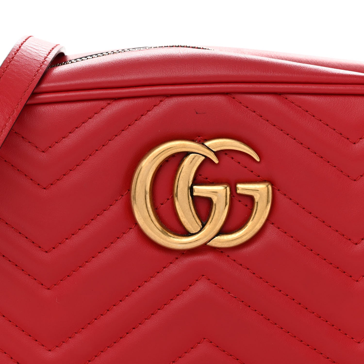 Gucci Calfskin Matelasse Small GG Marmont Chain Shoulder Bag Hibiscus Red 9 of 17
