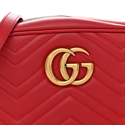 Gucci Calfskin Matelasse Small GG Marmont Chain Shoulder Bag Hibiscus Red 9 of 17