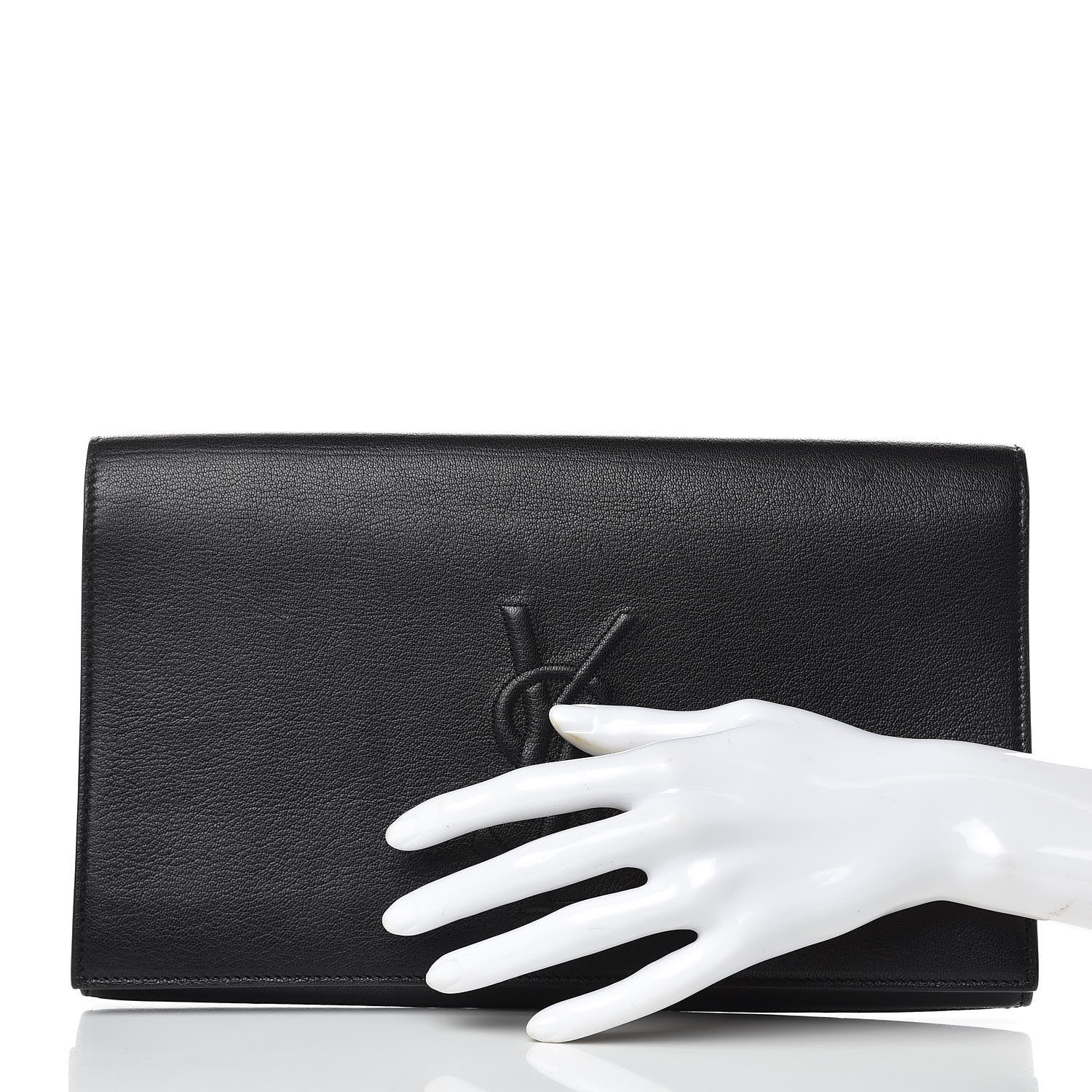 Saint Laurent Calfskin Monogram Large Belle De Jour Clutch Black 2 of 9