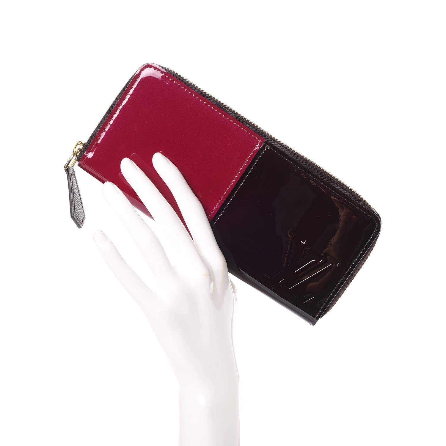 Louis Vuitton Patent Miroir Clemence Wallet Magenta Black 2 of 7