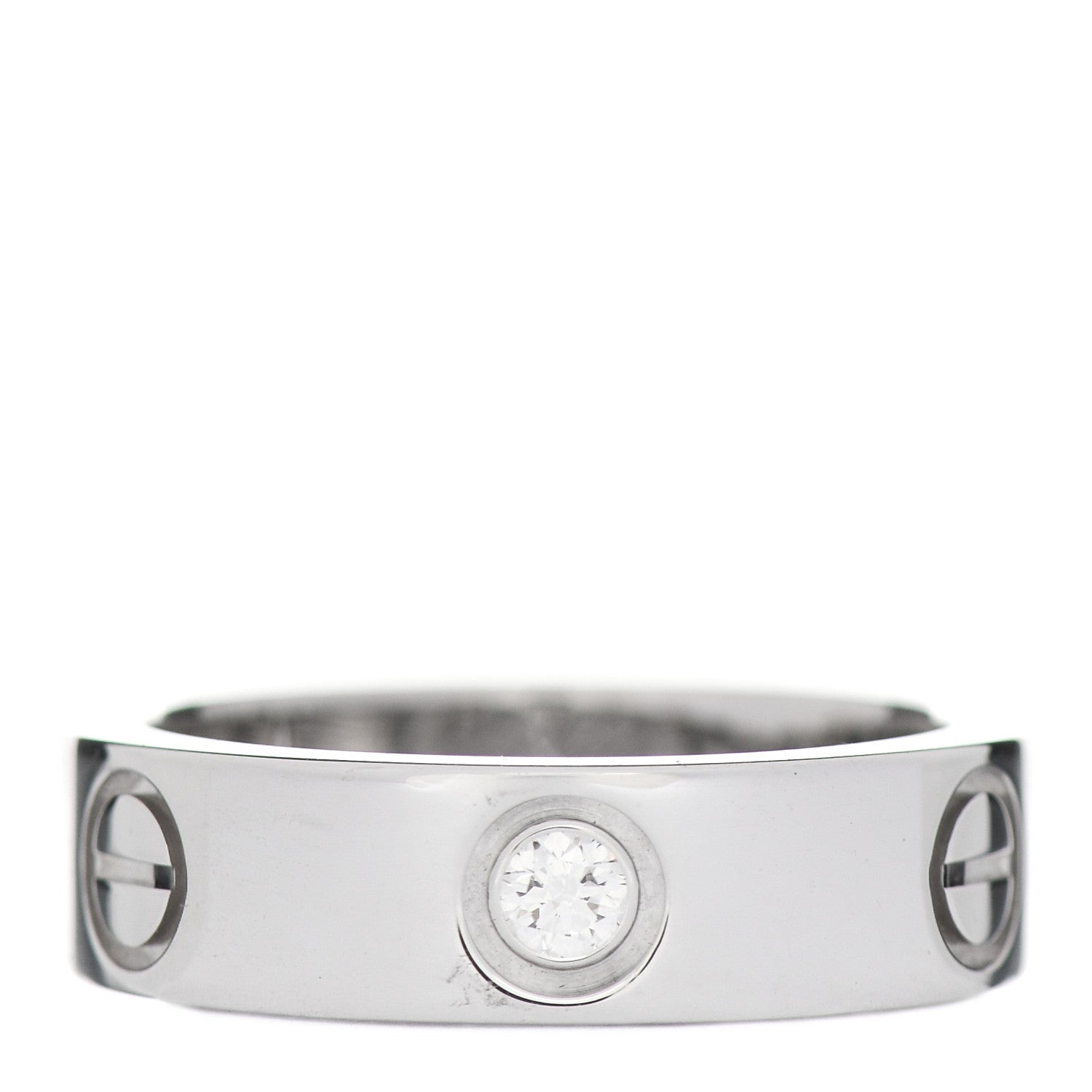 Cartier 18K White Gold 3 Diamond 5.5mm LOVE Ring 53 6.5 1 of 4