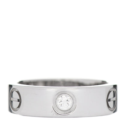 Cartier 18K White Gold 3 Diamond 5.5mm LOVE Ring 53 6.5 1 of 4