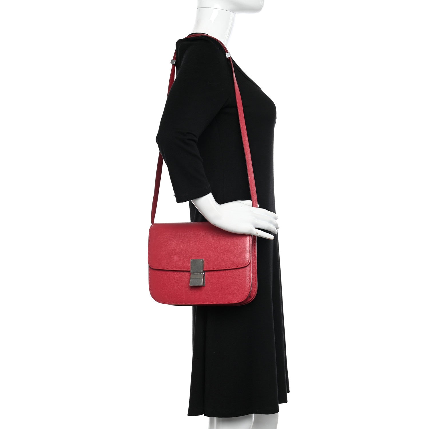 Celine Goatskin Medium Classic Box Flap Bag Dark Pink 2 of 13