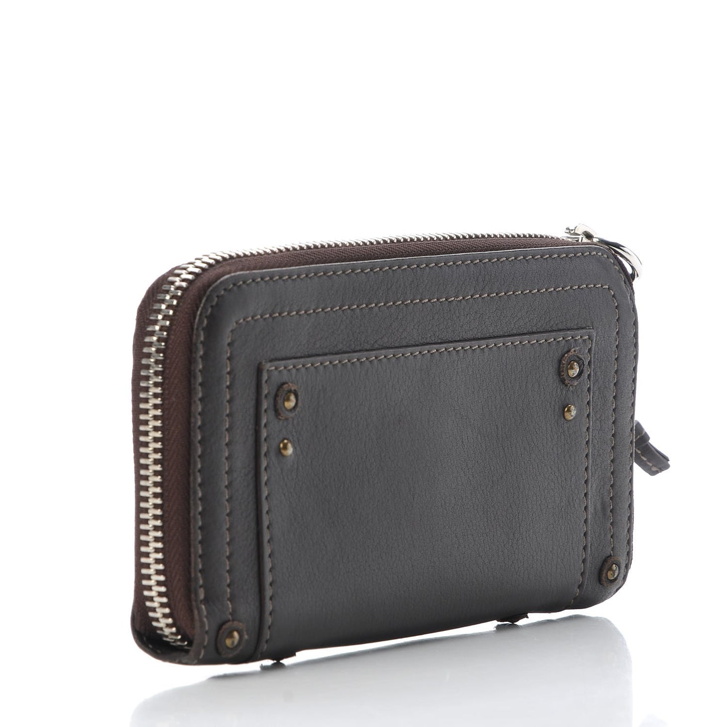 Calfskin Paddington Zip Around Wallet Brown