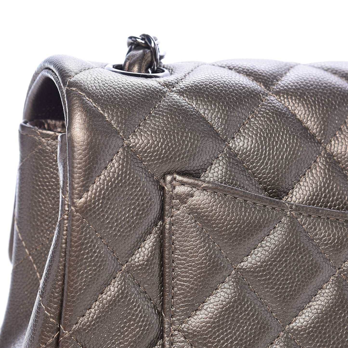 Metallic Caviar Quilted Mini Rectangular Flap Bronze