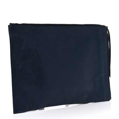 Balenciaga Chevre Gold Metallic Edge Hardware Pouch Bleu Nuit 2 of 5