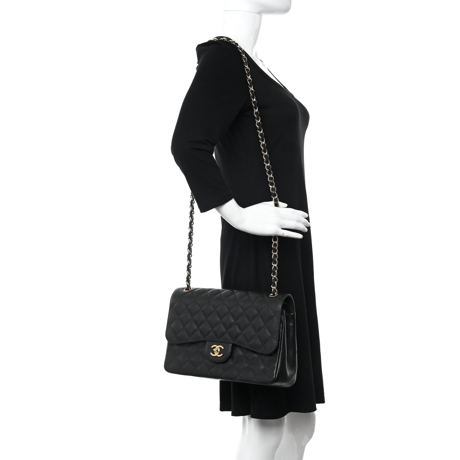 Chanel Caviar Quilted Jumbo Double Flap Black 2 of 14