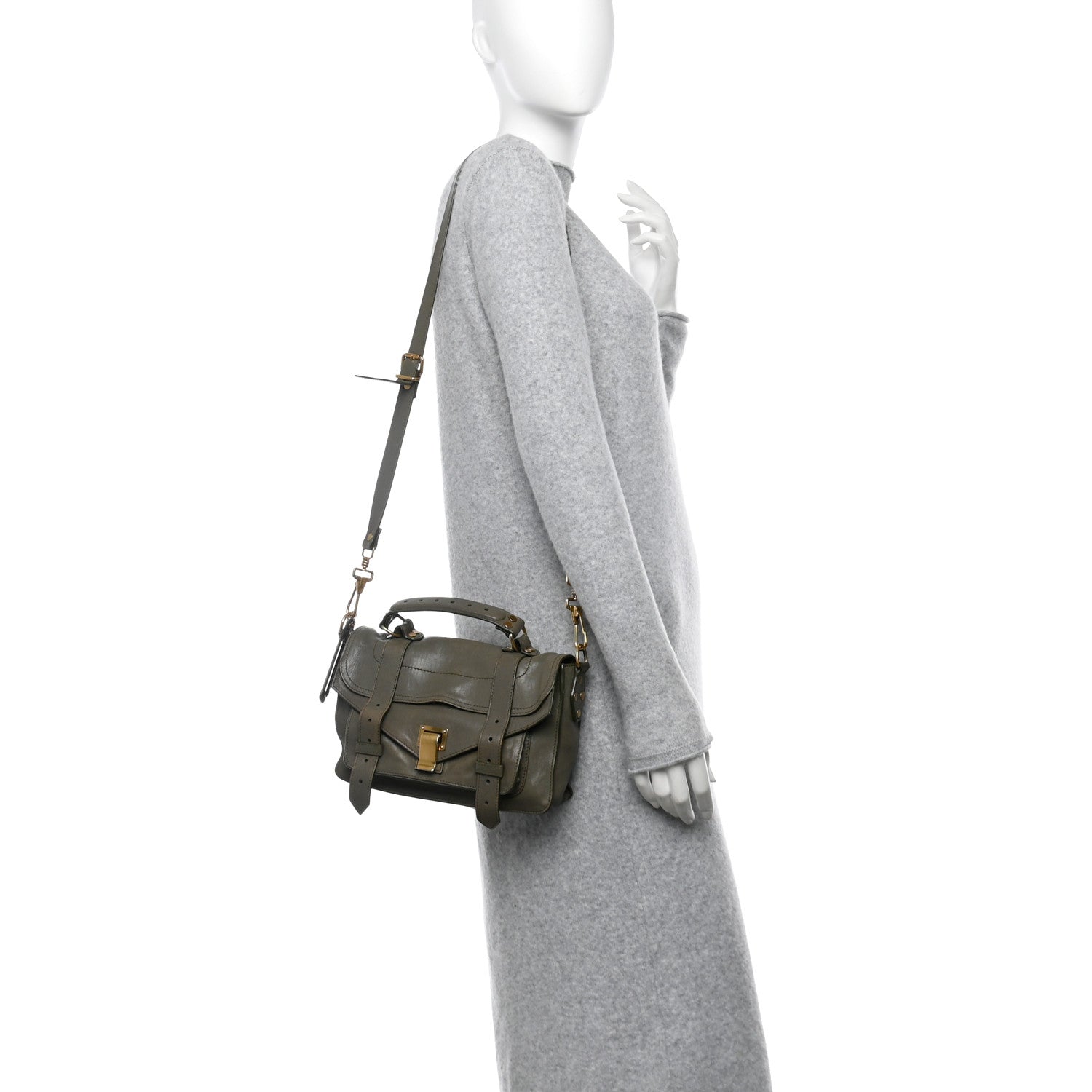 Proenza Schouler Lambskin Tiny PS1 Satchel Dark Olive 2 of 17