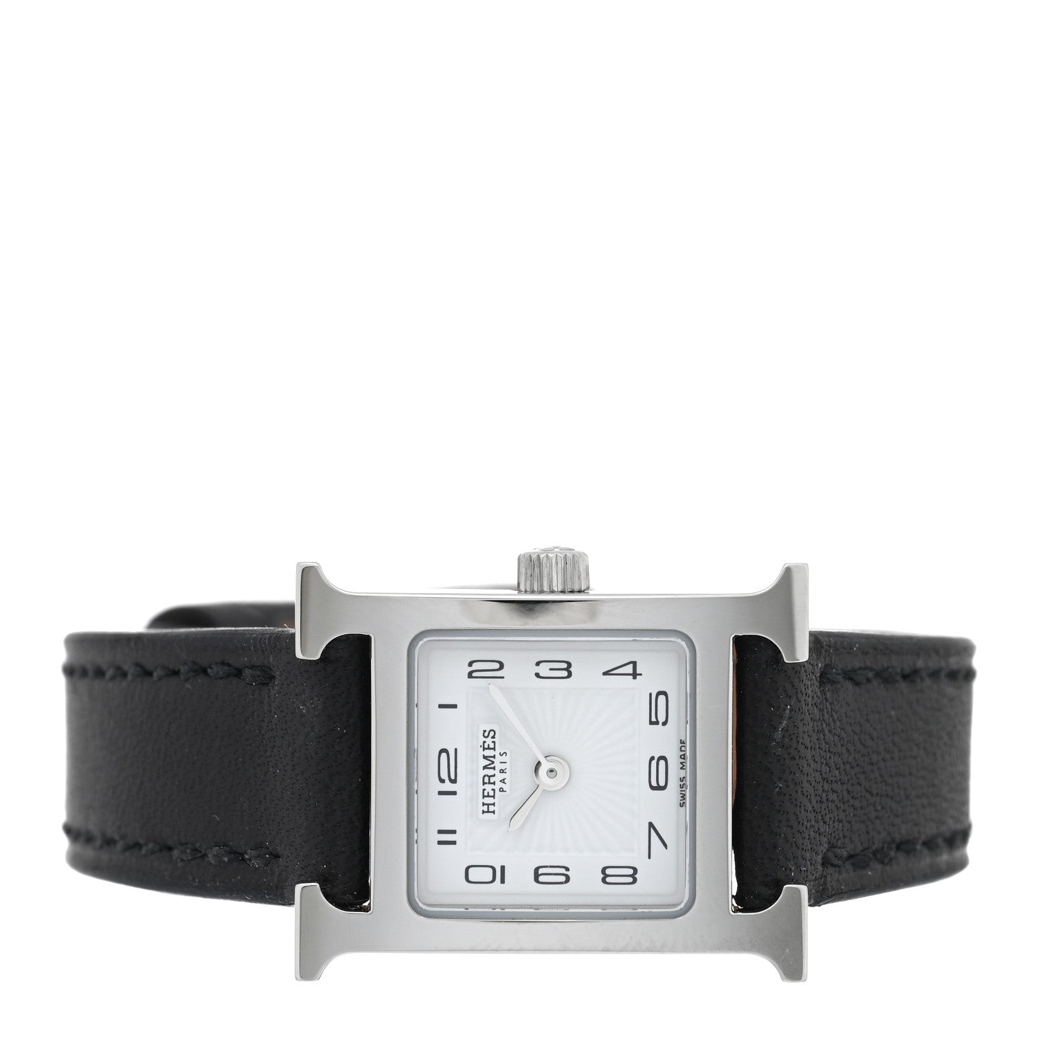 Hermes Stainless Steel Swift 17.2mm Heure H Hour Watch Noir 2 of 5