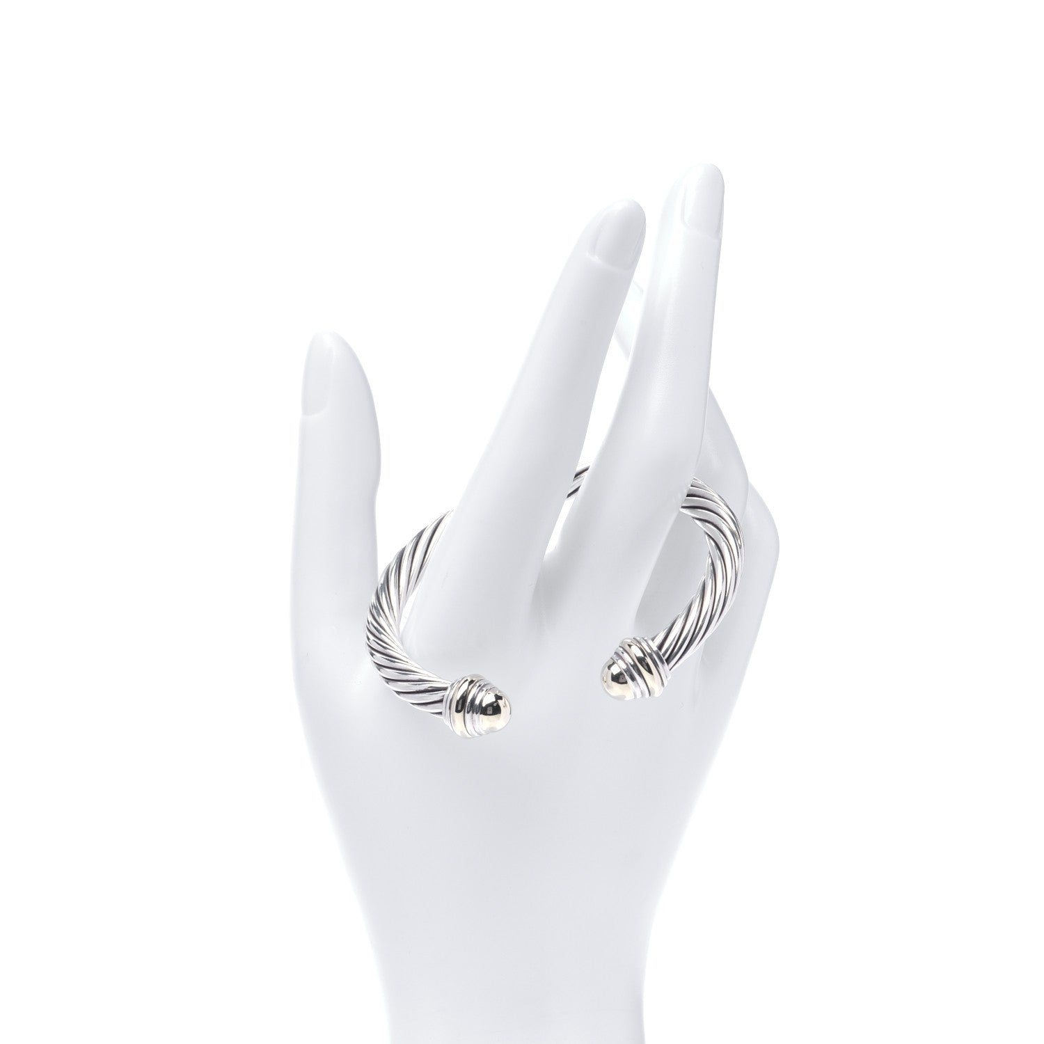 David Yurman Sterling Silver 14K Yellow Gold 7mm Cable Classics Bracelet 2 of 4