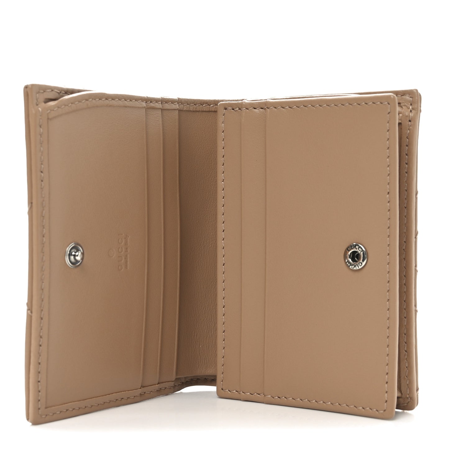 Calfskin Matelasse Monochrome GG Marmont Card Case Wallet Camelia