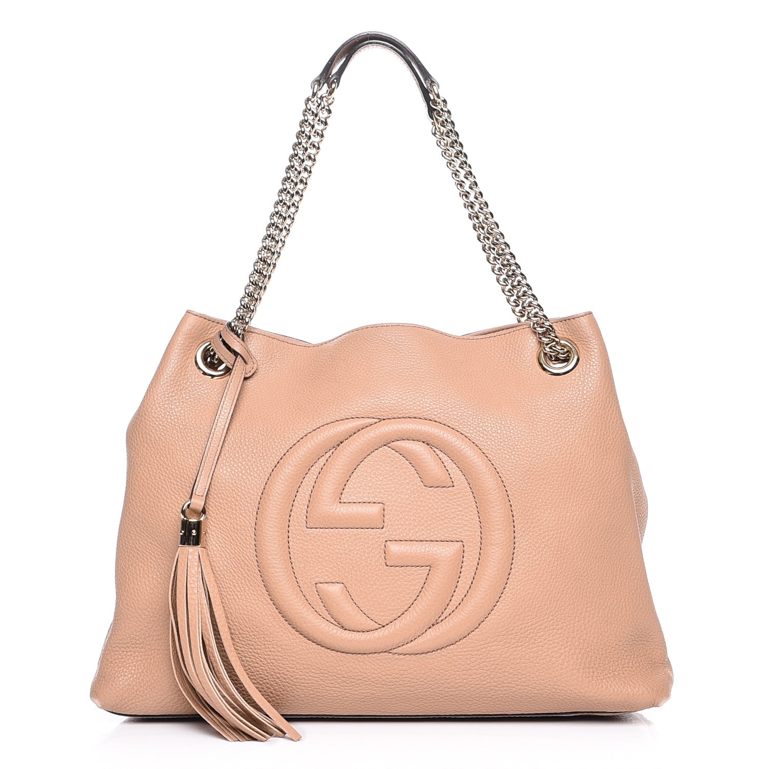 Gucci Pebbled Calfskin Medium Soho Chain Shoulder Bag Rose Beige 1 of 14