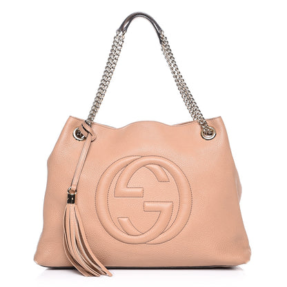 Gucci Pebbled Calfskin Medium Soho Chain Shoulder Bag Rose Beige 1 of 14