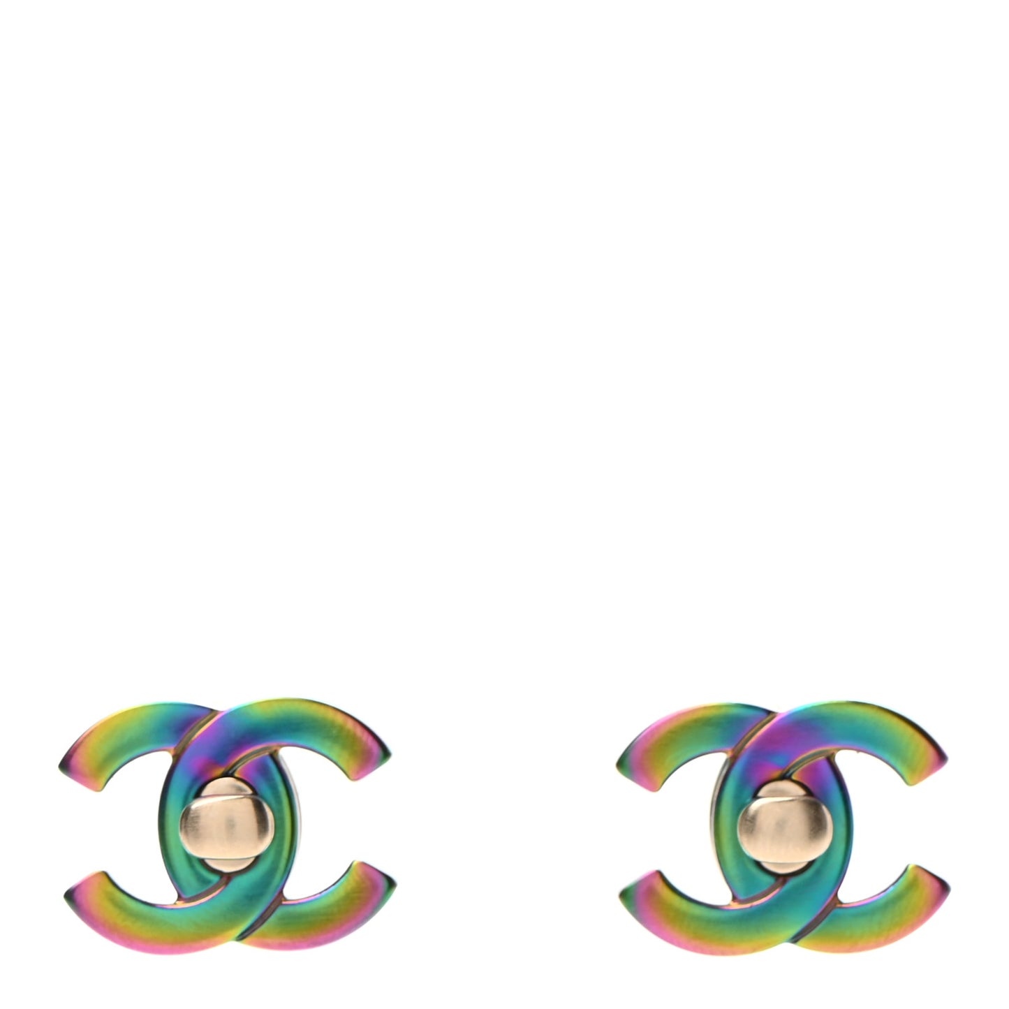 Metal CC Turnlock Interchangeable Earrings Gold