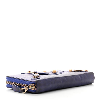 Balenciaga Agneau Giant 12 Gold Hardware Continental Zip Around Wallet Bleu Lavande 4 of 10