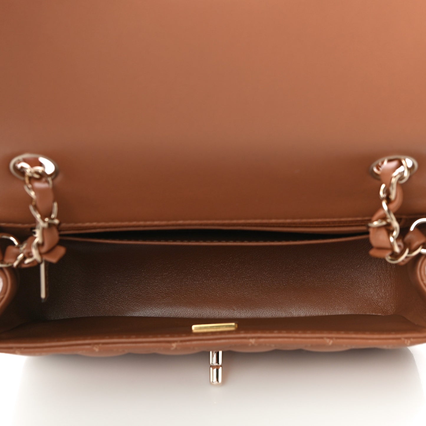 Lambskin Quilted Mini Rectangular Flap Brown