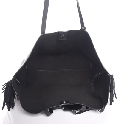 Saint Laurent Calfskin Large Fringe Shopping Tote Black 5 of 9