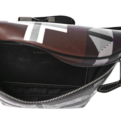 Burberry E-canvas Geometric Check Bum Bag Dark Birch Brown White 5 of 9