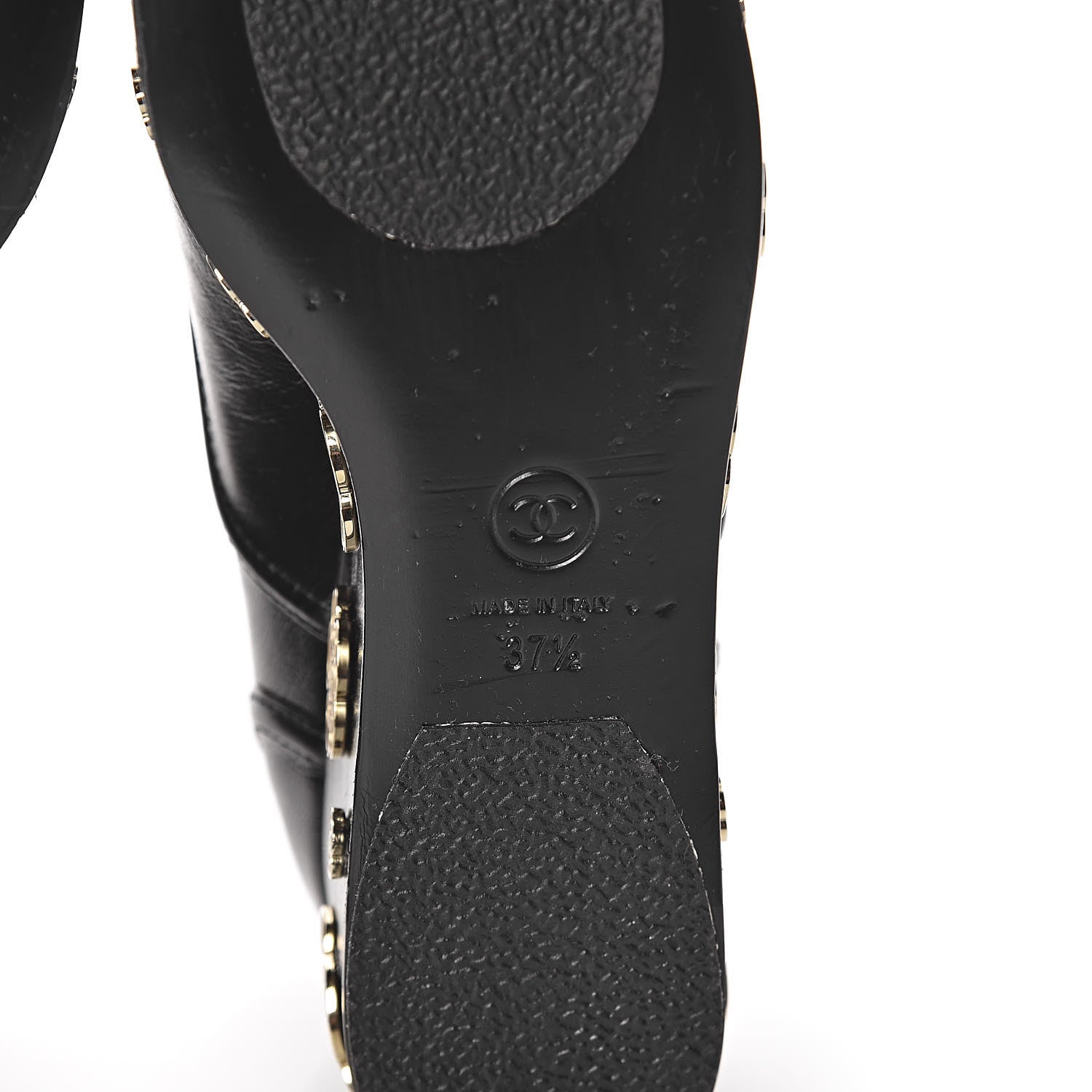 Chanel Crumpled Calfskin Lace Up Platform Oxford 37.5 Black 7 of 11