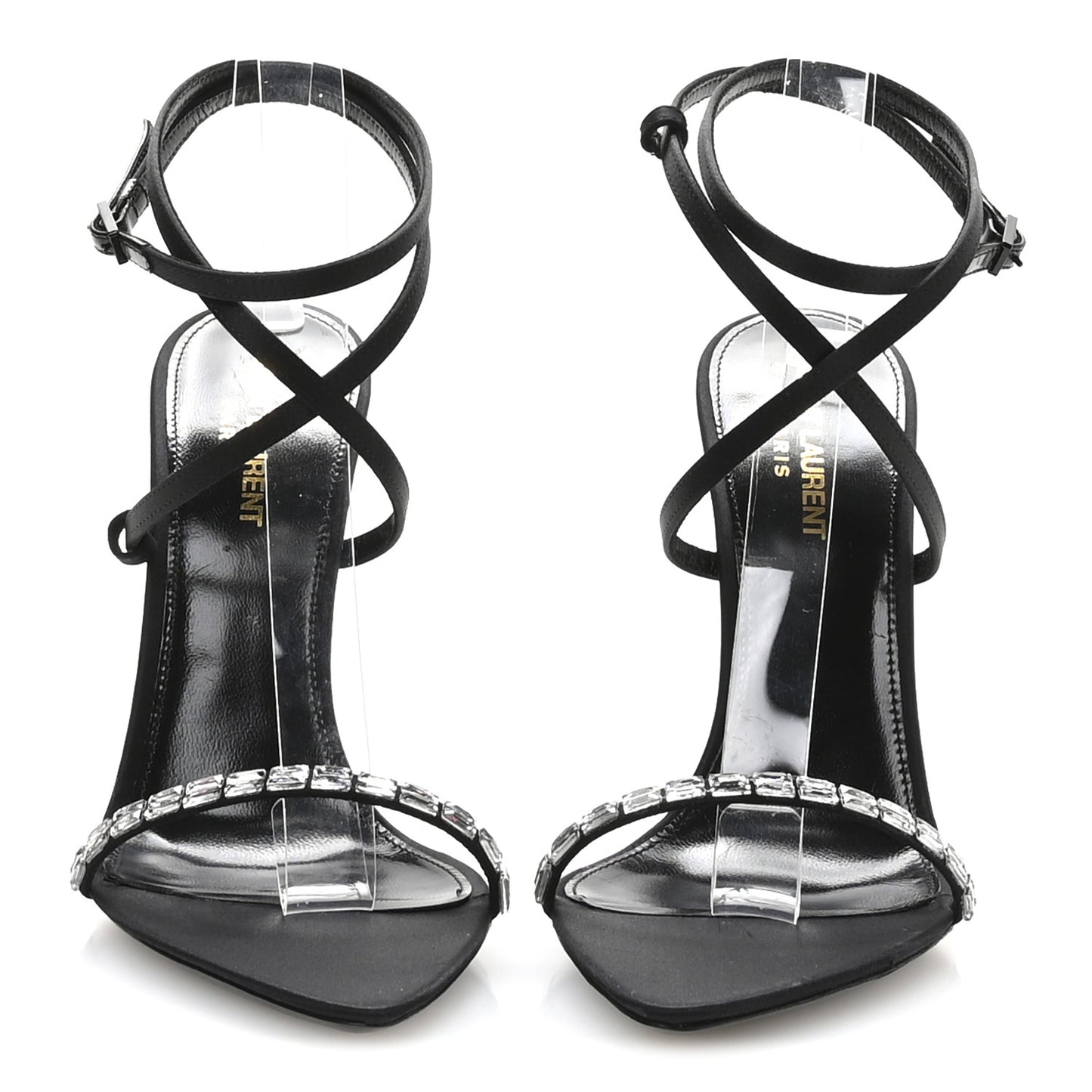 Crepe Satin Crystal Satine 110 Sandals 38.5 Black