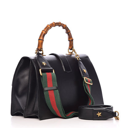 Gucci Calfskin Bamboo Web Large Dionysus Top Handle Bag Black Bright Evergreen Hibiscus Red 3 of 28