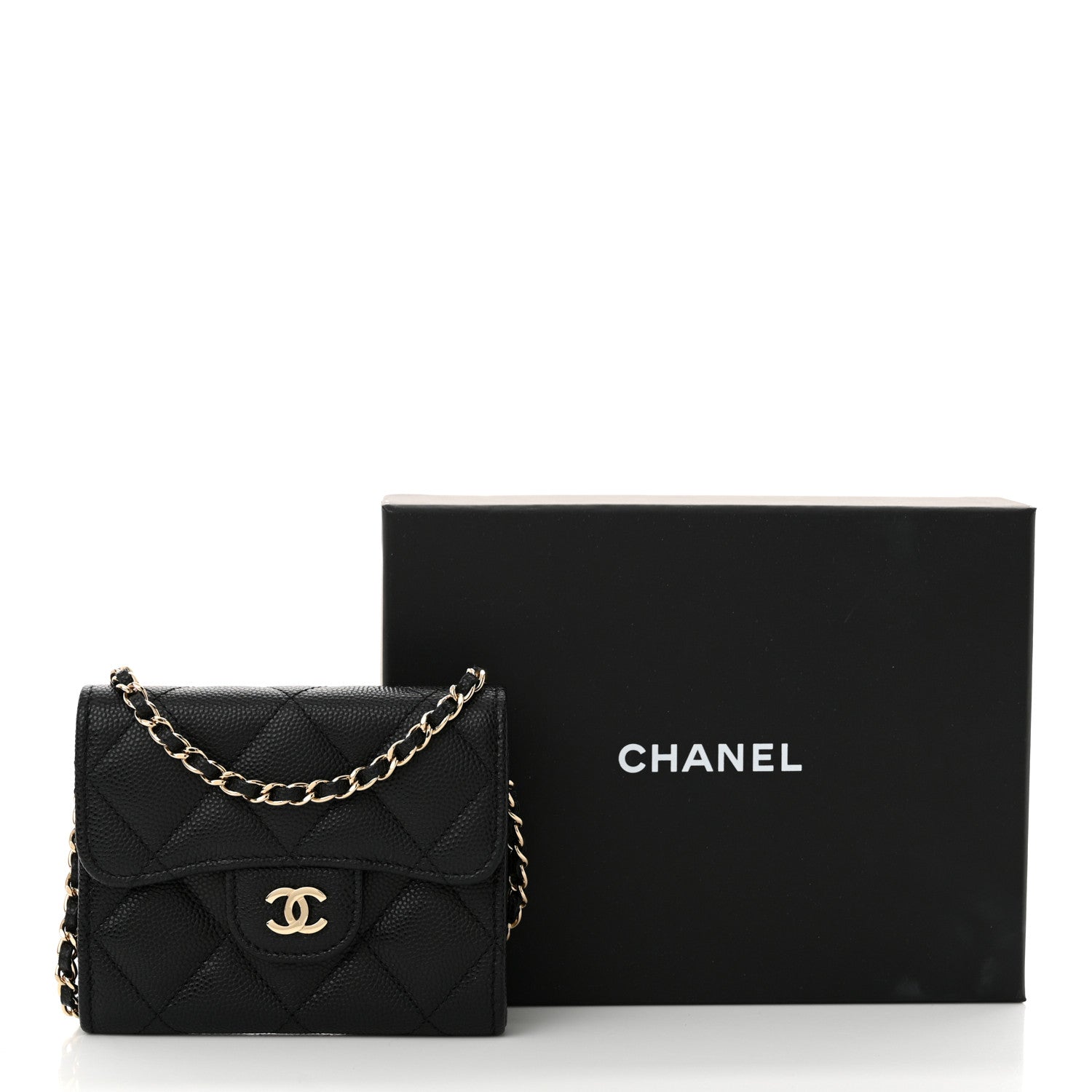 Chanel Caviar Quilted Flap Card Holder On Chain Black 12 of 12