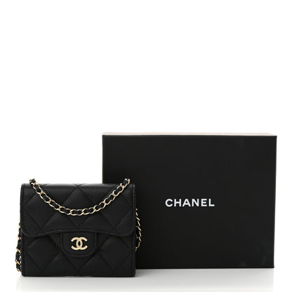 Chanel Caviar Quilted Flap Card Holder On Chain Black 12 of 12