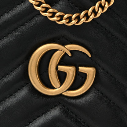 Gucci Calfskin Matelasse Mini GG Marmont 2.0 Bucket Bag Black 8 of 11