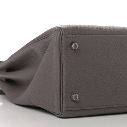 Hermes Togo Horseshoe Kelly Retourne 35 Etain Bleu Tempete 5 of 8